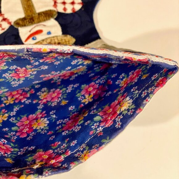 Vintage Handmade Christmas‎ Stocking with Snowman Scene, Upcycled Fabric - Picture 8 of 8